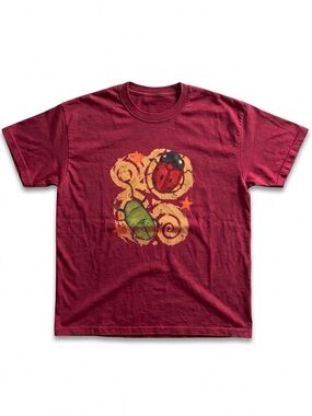 Gildan Red Graphic Tee with Ladybug & Green Beetle